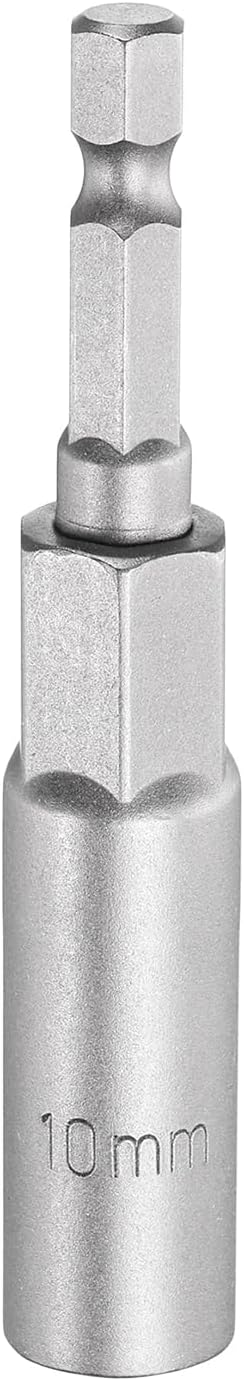 HARFINGTON Nut Driver Drill Bit 10mm Metric Socket 1/4" Hex Shank 3.15" (80mm) Long 6-Point Sockets Quick Change CR-V Steel Bolt Setters for Power Drill Drivers
