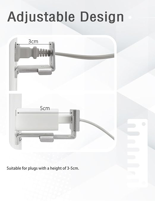 Charger Lock to Outlet, ILIVABLE Adjustable Metal Outlet Lock, Firmly Secures Power Plug from Unplugging (Silver, 1 Pack)
