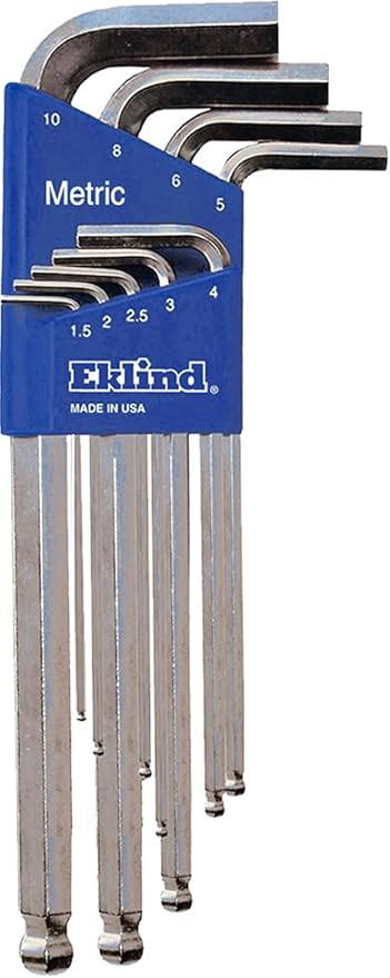 EKLIND 13709 Bright-Ball-Hex-L Key allen wrench - 9pc set Metric MM sizes 1.5-10 Long series