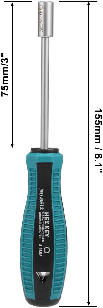 uxcell 4mm Non-Magnetic Tip Six Point Hex Nut Driver with 3-Inch Round Shaft