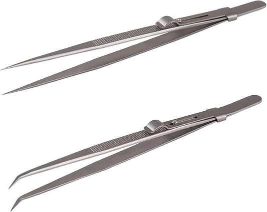 Tweezers, 5 Pcs Precision Tweezers Set, Anti-Static Stainless Steel Long Tweezers Kit for Electronics, Laboratory Work, Jewelry-Making, Craft, Soldering, Hobby, Watches, Car Machines Repair Etc
