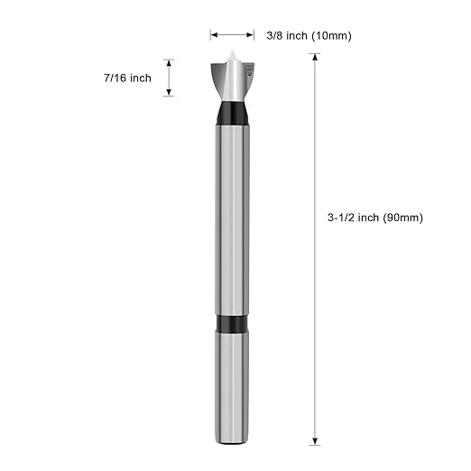 3/8 Inch Forstner Drill Bit for Woodworking, 3/8" Forstner Bit Wood Drill Bits for Holes, Hinge Cutter for Hard Wood, Plastic, Plywood Round Shank
