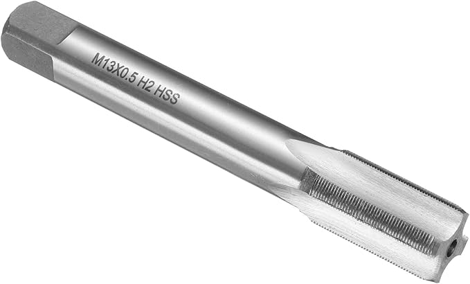 uxcell Hand Plug Tap M13 x 0.5 H2 Metric Thread Plug Style Taps Straight Flute Screw Tapping Threading Tool High Speed Steel HSS6542