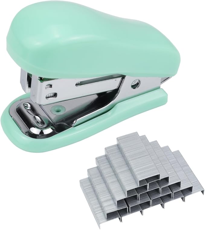 Aacehlh Mini Desktop Stapler Set,20 Sheet Capacity,Includes Built-in Staple Remover and 750PCS No.12 Staples,Small Cute Stapler for Office and School Supplies (Green)