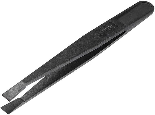 Black Plastic Slant Flat Tip Anti-static Tweezers 4.7 Inch Length 5pcs