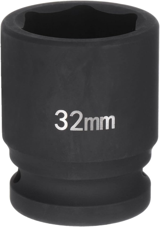 HARFINGTON 6-Point Impact Socket 3/4" Drive 32mm Metric 40Cr Alloy Steel Spindle Axle Nut Impact Socket