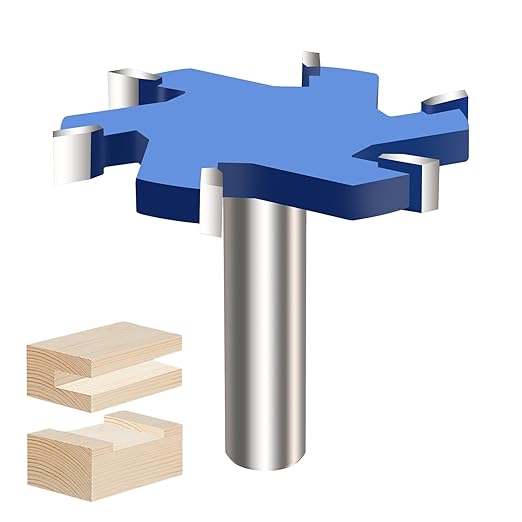 CNC Spoilboard Surfacing Router Bit, 1/2 Inch Shank Slab Flattening Router Bit, 6Wings Carbide Rabbet Slot Cutter for Woodworking, Wood Planing (2-9/16'' D, 5/16'' H)