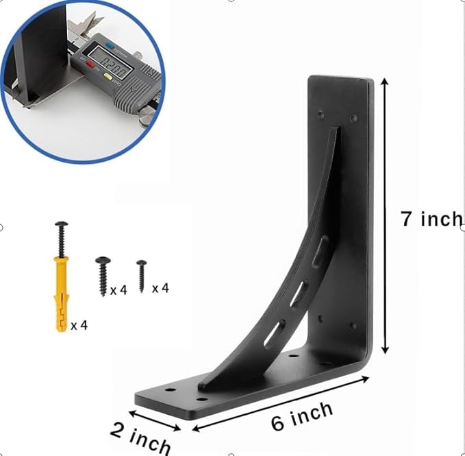 7 inch x 5.9 inch Heavy Duty Shelf Brackets , Metal Mantel Brackets (Set of 2) Fireplace Mantel Brackets - Countertop Support , Max Load 1100 Lbs (7?섃?x 5.9 ?섃?
