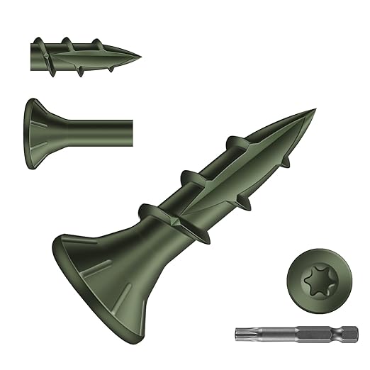 #8 x 5/8" Deck Screws (295Pcs) 1lb. Carbon Steel, Green, Flat Head, Rust Resistant epoxy Coated, with T25 Star Bit