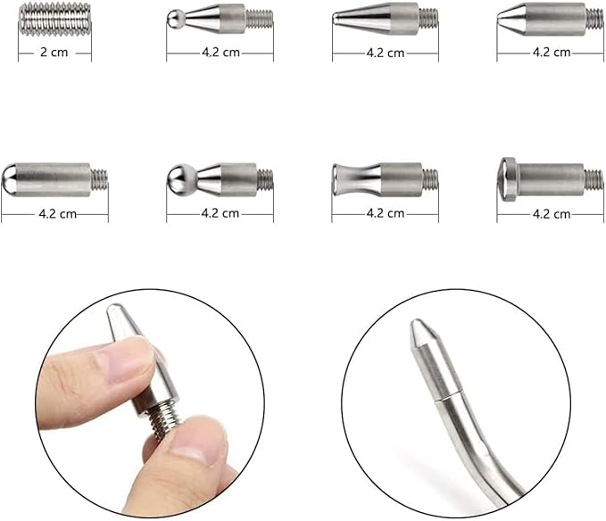 LadyRosian Paintless Dent Repair Tool Dent Removal Rods Set Stainless Steel Tools with Accessories for Car Body Dent and Hail Damage Repair