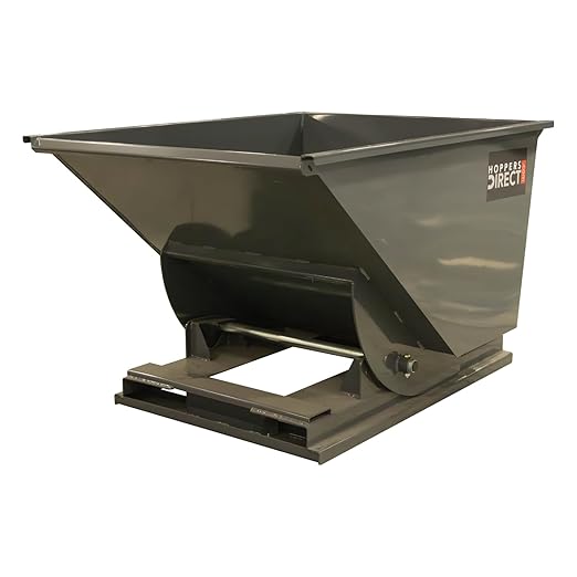 Heavy Duty Self-Dumping Hopper, 1 cu yd, 6000 lb Capacity, 61"x48"x39" Overall, Gray