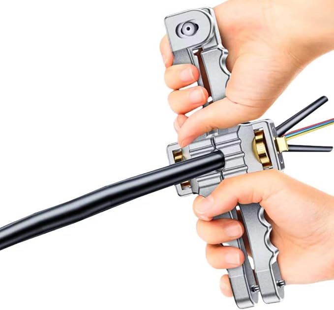 Elfcam - CS07 Ergonomic Longitudinal Cable Stripper for All Outer Diameter Cables 10 to 25 mm, in Aluminium Alloy, with Overall Rust Resistant Finish