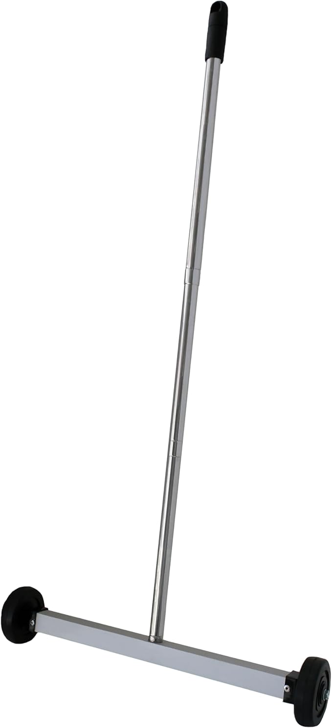 GRIP Magnetic Pickup Sweeper 17" - 8.8 lb Capacity - Chrome Handle Extends from 23" to 40" - Easy Cleanup of Workshop, Garage, Construction - Lawn Sweeper