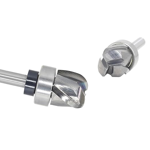 Pattern Flush Trim Router Bit 1/4 Shank, 3-Flute, 1/4" Radius, 3/4" Dia, 5/8" Height, Carbide Head Bowl & Tray Router Bits, Round Nose Cove Juice Groove Router Bit, for Making Wood Bowls/Trimming