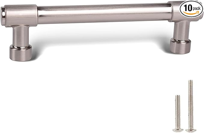khtumeware Brushed Satin Nickel Cabinet Pulls - Center to Center 4" (Approx. 102MM) - Pack of 10 - Kitchen Handles for Cabinets Cupboard Handles Drawer Pulls