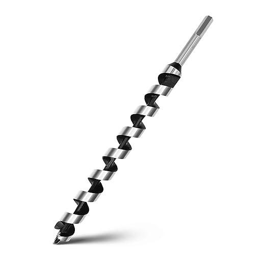 0.98 x 13.8 inch Auger Drill Bit for Wood,25mmx350mm Hex Shank Ship Auger Bit for Soft Wood, Hard Wood, Plastic, Composite Materials and DIY Projects
