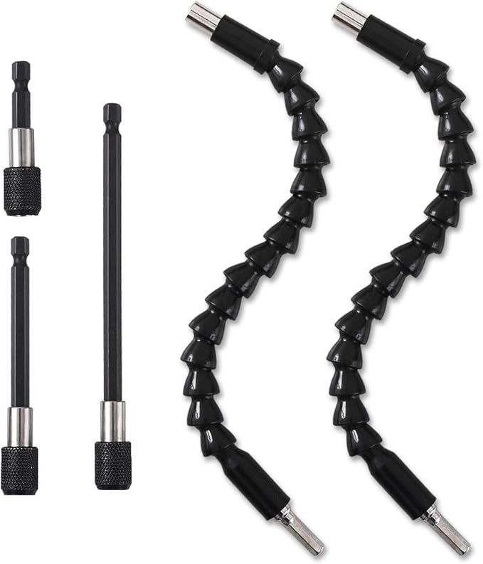 Cozihom 1/4?쇺?Drill Bit Extension Set, 2 Pieces Flexible Drill Bit Extension Shaft, 3 Pieces Quick Change Magnetic Screwdriver Bit Holder