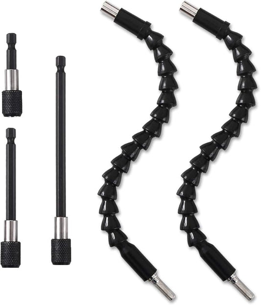 Cozihom 1/4?쇺?Drill Bit Extension Set, 2 Pieces Flexible Drill Bit Extension Shaft, 3 Pieces Quick Change Magnetic Screwdriver Bit Holder
