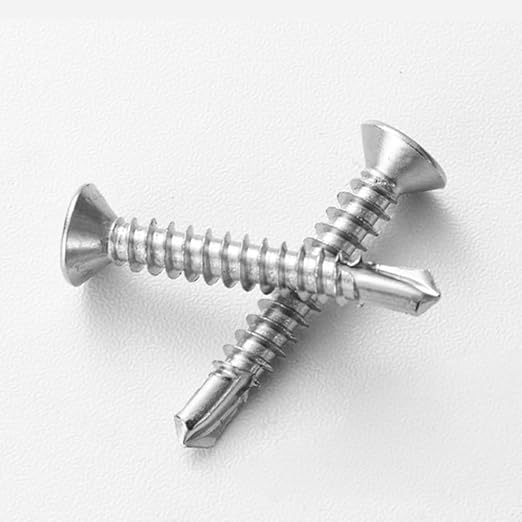 #12 x 1-1/2" (50 Pack) Flat Head Sheet Metal Screws Self-Tapping Screw Phillips Head Self Drilling Screws, 410 Stainless Steel