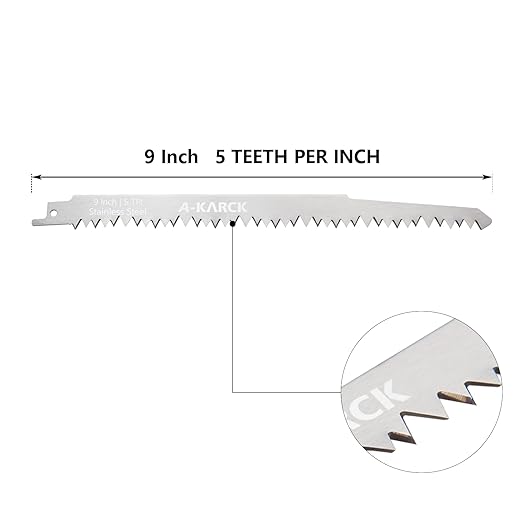 A-KARCK Food Reciprocating Saw Blades for Frozen Meat 6 Pack, Unpainted Stainless Steel Saw Blades for Food Cutting Included 9" 5PCS