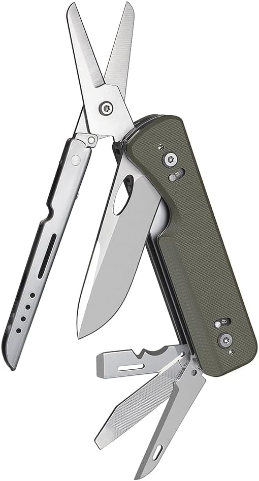 ROXON S505G Flex Shears-Modular Design Multitool with Fixed Big Scissor-Interchangeable Blade of BA01-BA17 & Changeable Implements of FT01-FT12（Green）