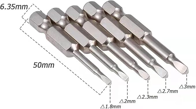 Triangle Screwdriver Bit Set, Triangle Screw Head, 2 Inch Length, 1/4??Hex Shank, S2 Alloy Steel竊똌agnetic Head Screwdriver Bits Set竊똏ack of TA18, TA20, TA23, TA27, TA30 (5 Pcs)