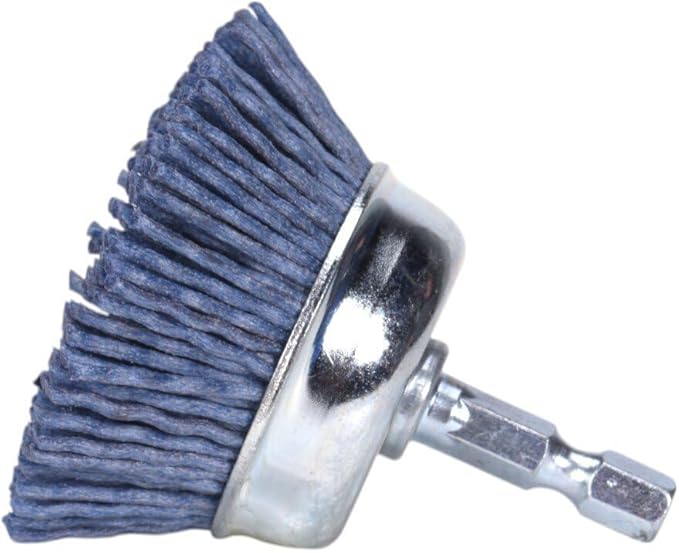 Century Drill & Tool 77223 2" Fine Nylon End Brush, 150 Grit, 1/4" Quick Change Shank, 4,500 RPM - Nylon Bristles for Metal, Wood, Plastic, Masonry