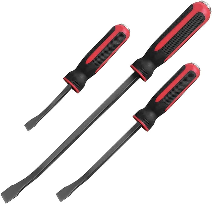 ROTATION Pry Bar Set, Strike Cap Handle, Angled Tip, Rust proof finish, Machanic Tools for prying, scraping, lifting, pulling | 3pcs Hand Tools Set