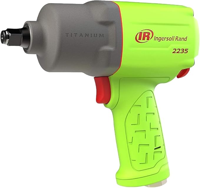 Ingersoll Rand 2235TiMAX-G 1/2" Drive Air Impact Wrench, Lightweight 4.6 lb Design, Powerful Torque Output up to 1,350 ft-lbs, Titanium Hammer Case, Max Control, Green