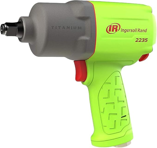 Ingersoll Rand 2235TiMAX-G 1/2" Drive Air Impact Wrench, Lightweight 4.6 lb Design, Powerful Torque Output up to 1,350 ft-lbs, Titanium Hammer Case, Max Control, Green