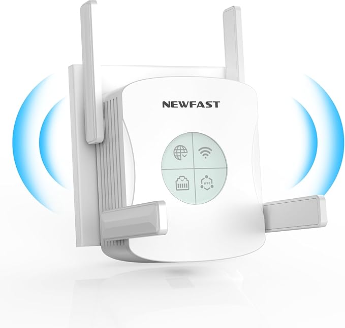 NEWFAST AX1800 WiFi Extenders Signal Booster NF-RE553, Dual Band WiFi 6 Range Extender, 5.8GHz&2.4GHz WiFi Booster for Home Covers Up to 9600 Sq.ft, AP/Router/Bridge Mode, Gigabit Port, One Tap Setup