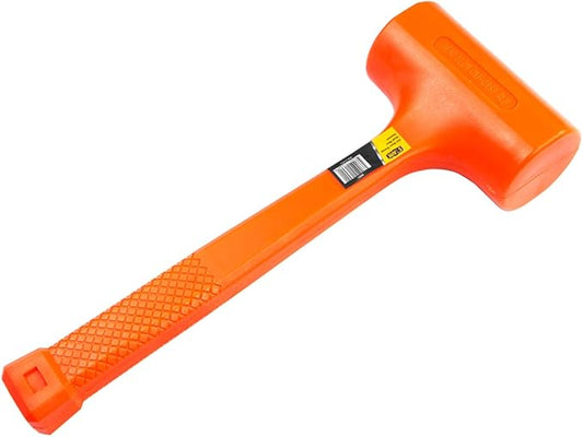 Stark USA 4-Pounds Dead Blow Hammer with Non-Slip Hammer with (4lbs) Head with Checkered Grip Handle Rebound Resistant, Neon Orange
