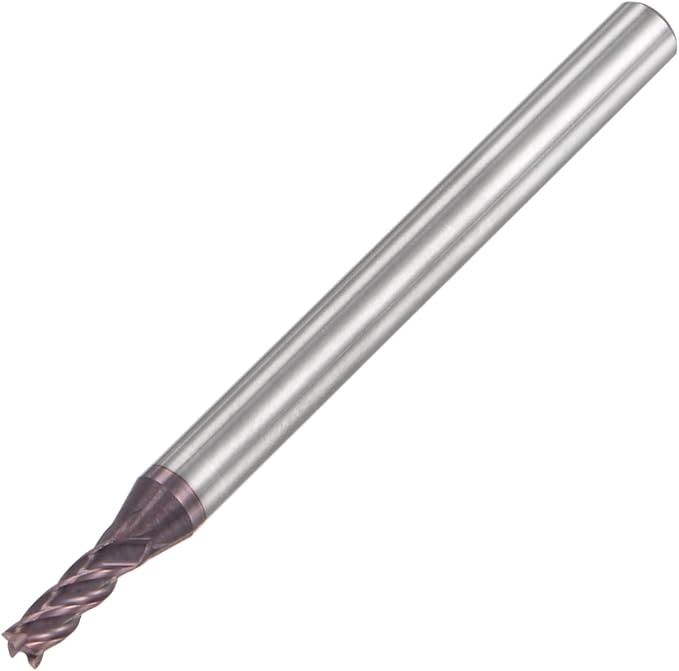 uxcell Square Nose End Mill, 2.5mm Tip Dia Solid Carbide AlTiN Coated CNC Router Bits 4 Flute Spiral Milling Cutter HRC55 with 4mm Shank 50mm (2-inch) Length