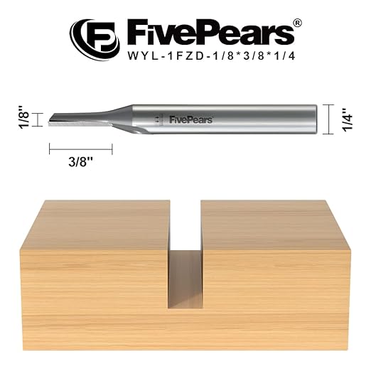 FivePears Straight Router Bits 1/4 Inch Shank Single Flute, 1/8 Inch Cutting Diameter, 3/8 Inch Cutting Length, Used for Create Groove, Dado or Hollow