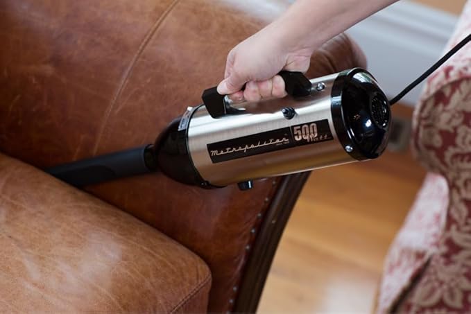 METROVAC Evolution Hand Vacuum - 120V, 504W, Powerful, Lightweight, Dry Pickup for Easy Cleanups in Home, Office, Car - Satin Nickel/Black Finish