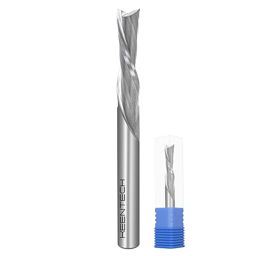 KEENTECH 6mm Shank Downcut 2 Flute Flat Tip Sprial Router Bit for CNC Router Machine, 6mm Cutting Diameter, 25mm Cutting Depth, for Wood Cutting, Custom Furniture, Slot Mortise, Engraving, Carving