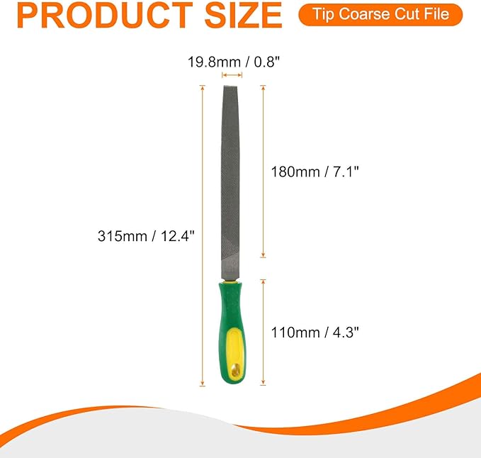 HARFINGTON Tip Coarse Cut File 8" Double Cut Teeth High Carbon Steel Hand Rasp File with Plastic Handle for Metal Wood Deburring Removing