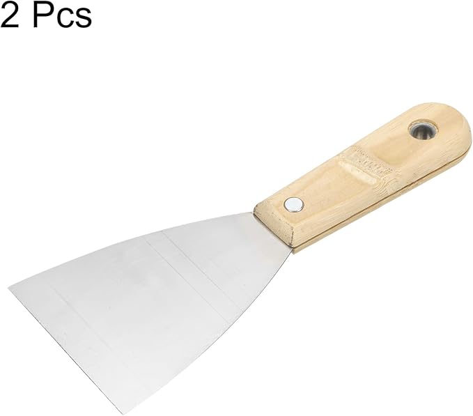 HARFINGTON 2pcs Carbon Steel Putty Knife 3" Wood Handle Spreading Drywall Flex Putty Scraper for Wallpaper Wall Taping Scraping Paint