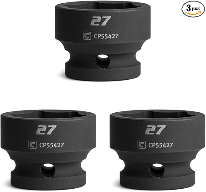 Capri Tools 27 mm Stubby Impact Socket, 1/2 in. Drive, 6-Point, Metric (Pack of 3)
