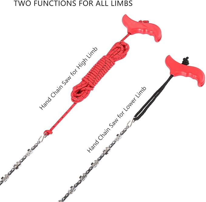 Hand Chain Saw for High Limb Tree Branch with 50 Inch Long Chainsaw 34 Blades on Double Sides and Two 5M Ropes, Easy for Cutting High Branch Upon 7M, Perfect Survivalist Tool & Camping Garden Gear.