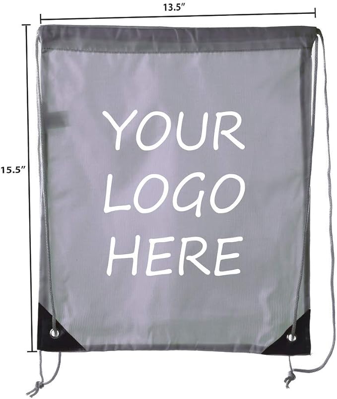 Mato & Hash Custom Bags With Your Logo | 20PK Promotional Drawstring Backpack - 20PK Grey CE2500