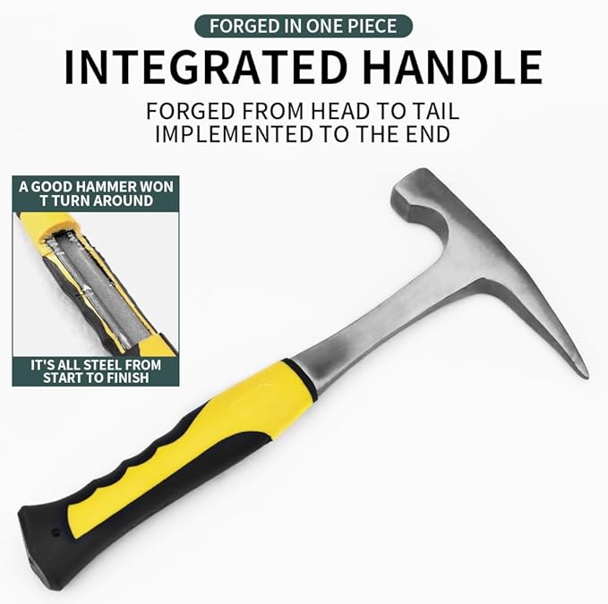16 PCS Geology Rock Pick Hammer Kit, 22oz Hammer & 3 PCS Digging Chisels Set for Rock Hounding, Gold Mining & Prospecting Equipment Tool Gear Shovel Musette Backpack,Magnifying Glass, Goggles,Whistle