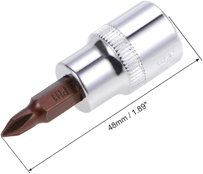 uxcell 3/8" Drive x PH1 Phillips Bit Socket, S2 Steel Bits, CR-V Sockets 48mm Length (For Hand Use Only) 3pcs