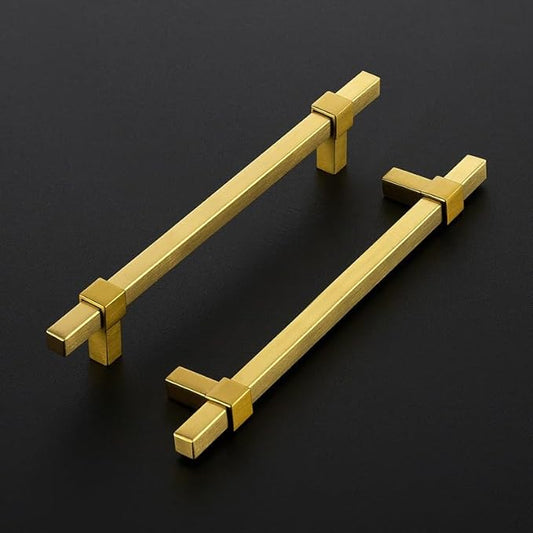 1 Pack Gold Cabinet Handles - 6-1/4" Hole Center Cabinet Pulls Drawer Pulls Cabinet Hardware Kitchen Handles for Cabinets