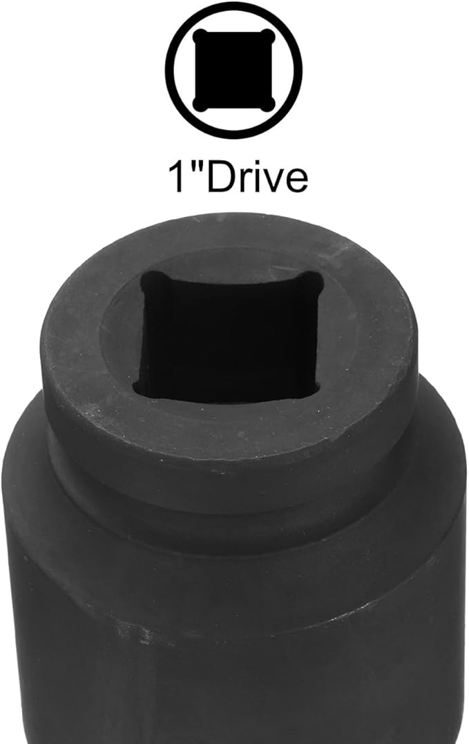 uxcell 1" Drive 50mm 12-Point Impact Socket, CR-MO Steel 80mm Length, Standard Metric Sizes