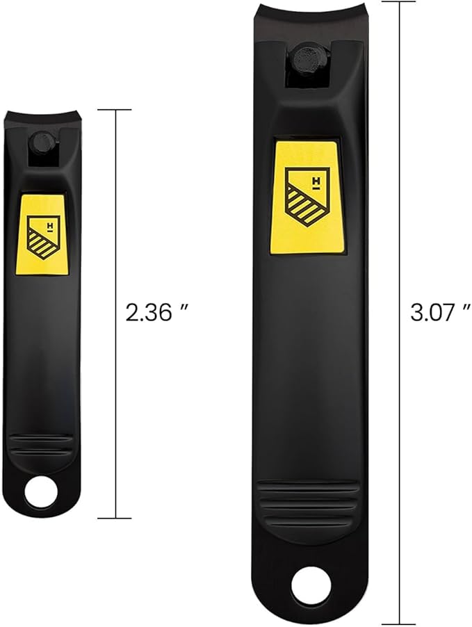 Nail Clippers for Thick Nails - 2 Pack Heavy Duty Toenail & Fingernail Clippers for Men Precision Stainless Steel Cutter Set with Travel Case (Black)