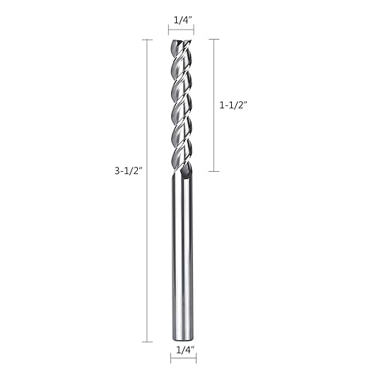 SpeTool 1/4 Shank Carbide End Mill for Aluminum Cut (3 Flutes, 3.5 inch Long) Non-Ferrous Metal Upcut CNC Spiral Router Bit