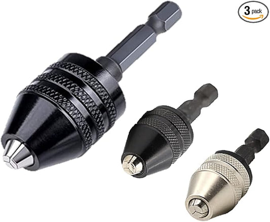 aiyun Drill Bit Adapter with 1/4 Hex Shank - 3Pcs Small Drill Chuck Extension for Impact Driver (0.6-8mm,0.3-3.6mmX2)