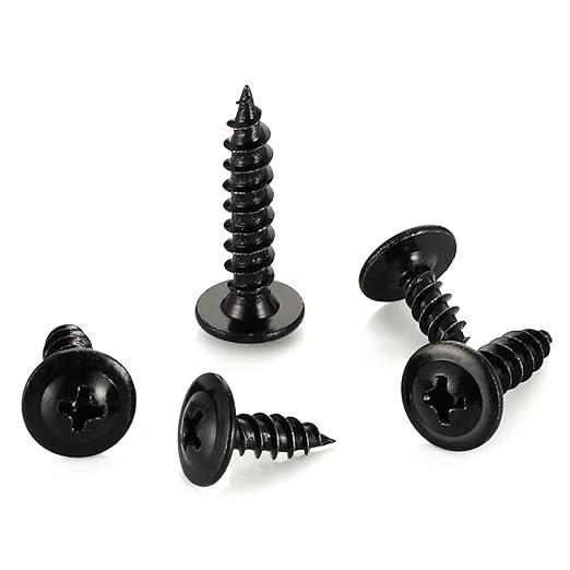 190 PCS #8 Modified Truss Head Wood Screws Assortment Kit, Black Phillips Drive Quick Metal Self Tapping Screws, Screwdriver Bit Included, 5 Sizes (1/2", 3/4", 1", 1-1/4", 2")