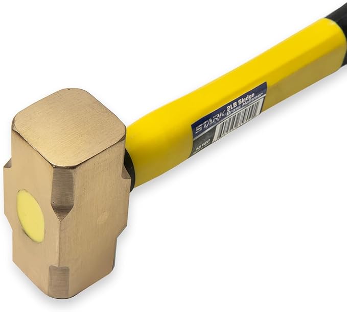 Stark USA 2-Pounds Sledge Hammer 2lbs Brass Head Fiber Glass Brass Sledge Hammer Impact Tool Hammer Comfortable Handle